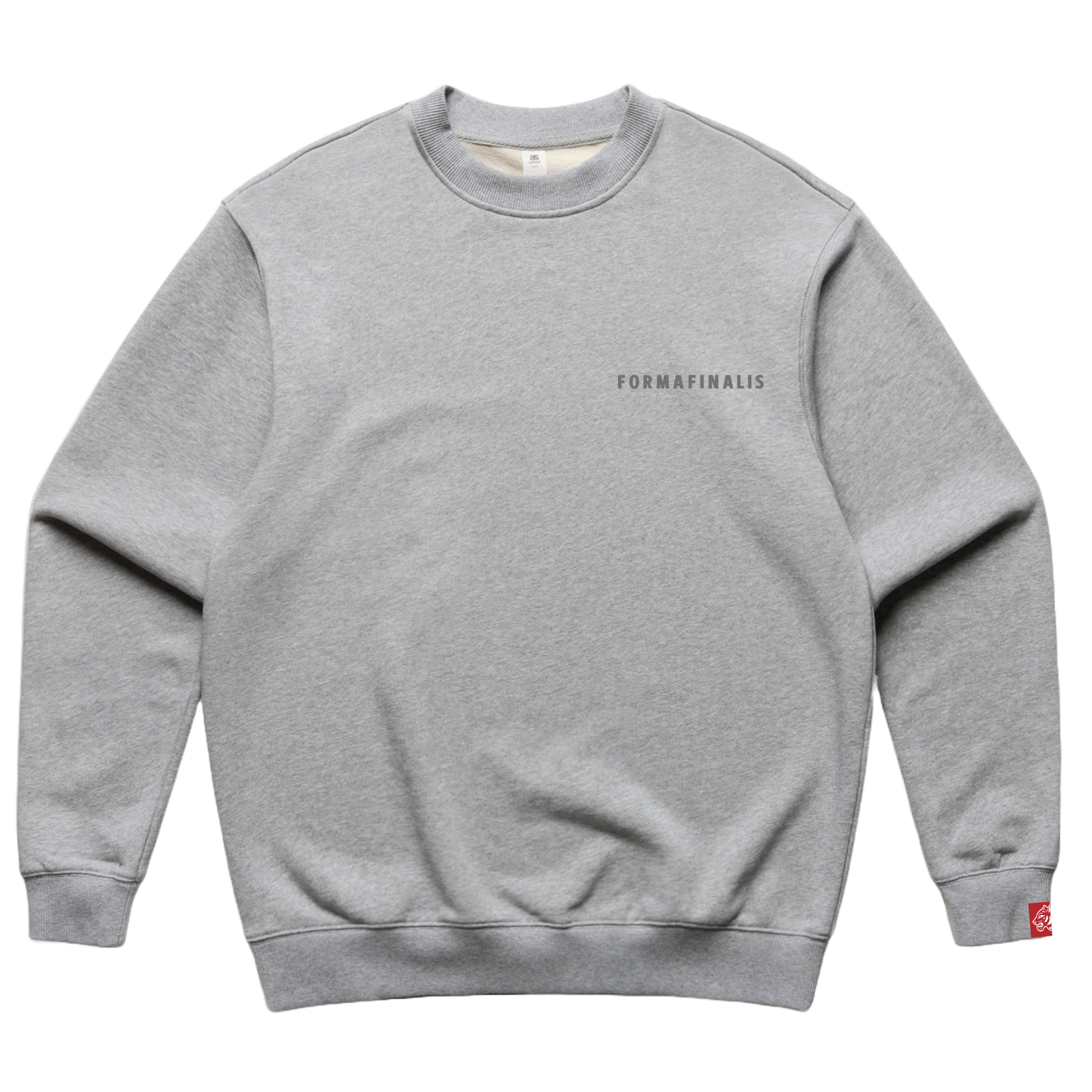 SS25 FormaFinalis heavyweight sweatshirt in Heather Grey – relaxed drop-shoulder fit with tonal embroided wordmark- 500GSM Heavy weight terry cotton. Perfect for winter warmth.