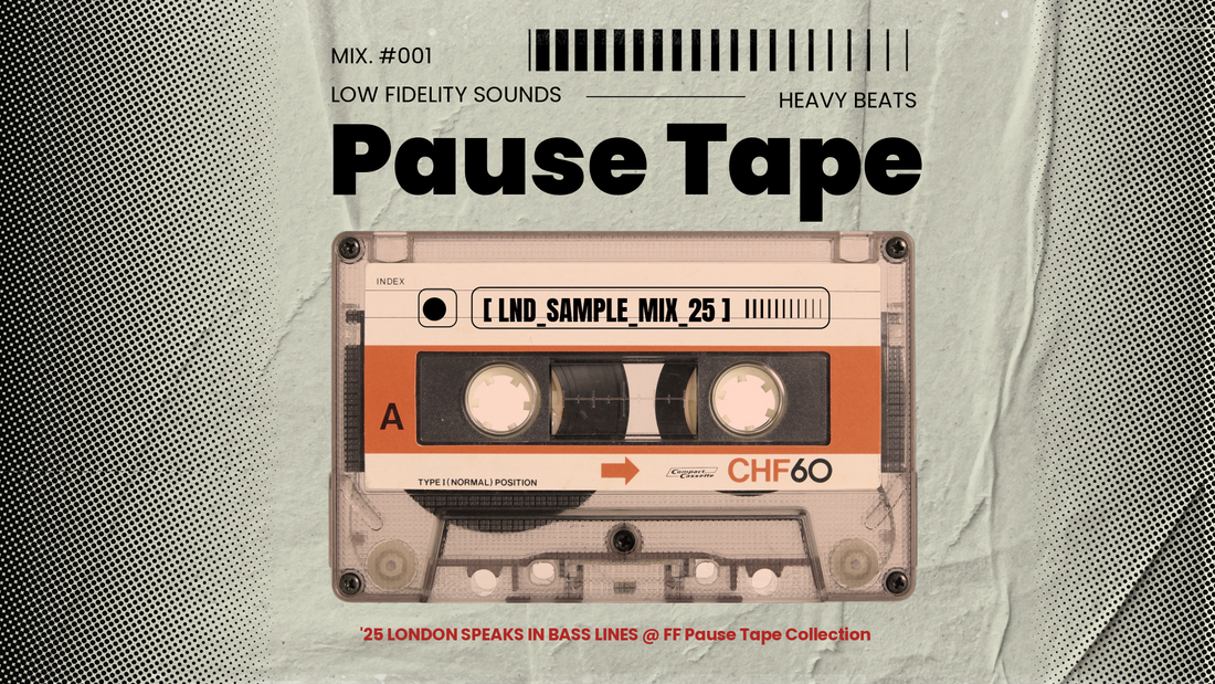 “Close-up of a vintage cassette deck with worn pause and record buttons, symbolising early DIY music production techniques that inspired the Pause Tape streetwear collection.”