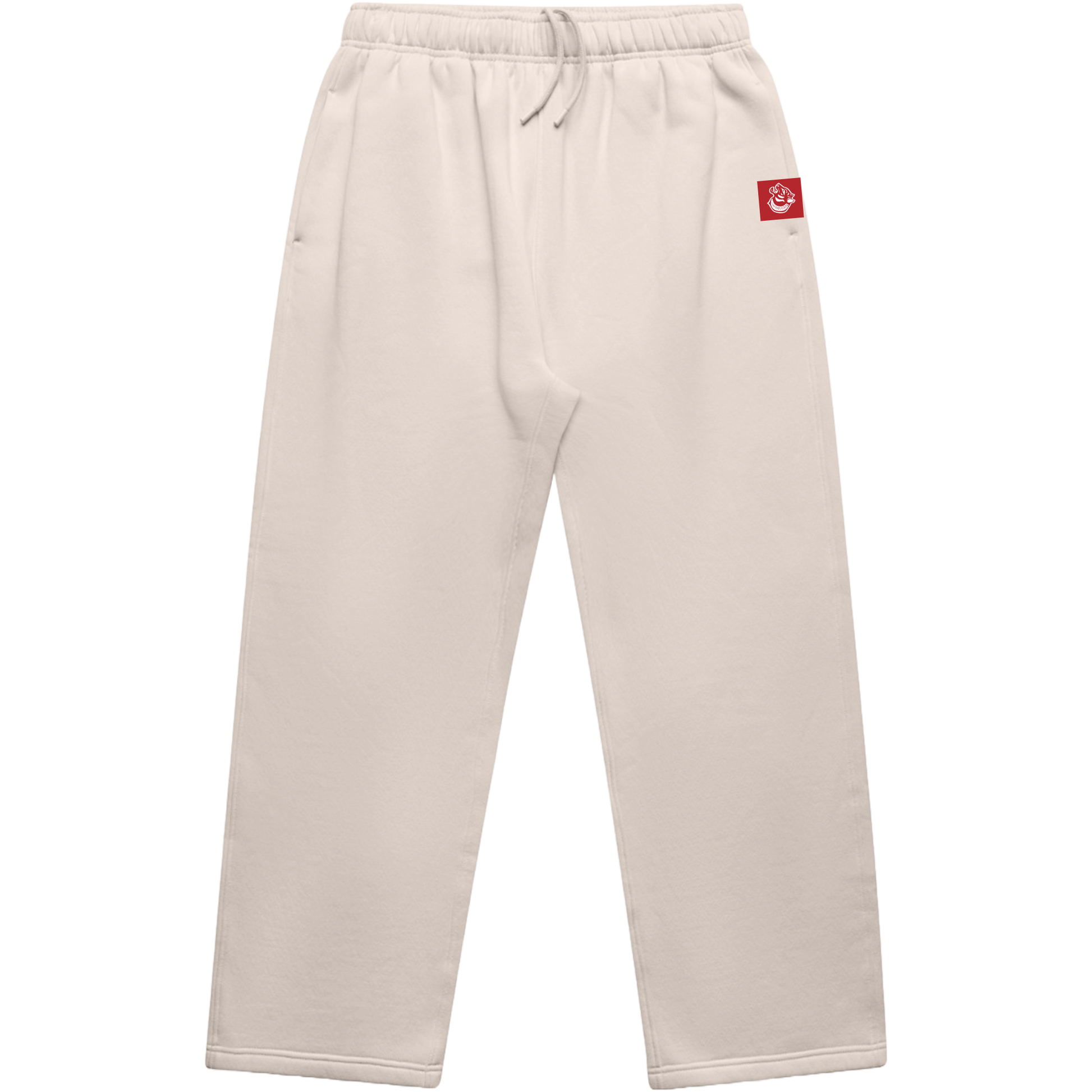 FormaFinalis FF Capsule Relaxed Cuffless Joggers in Bone, 320 GSM Cotton and Recycled Polyester, soft fleece inner lining, relaxed fit falling clean from hip to hem, with elastic waistband and tonal drawcord. Discreet FF embroided logo on front pocket.