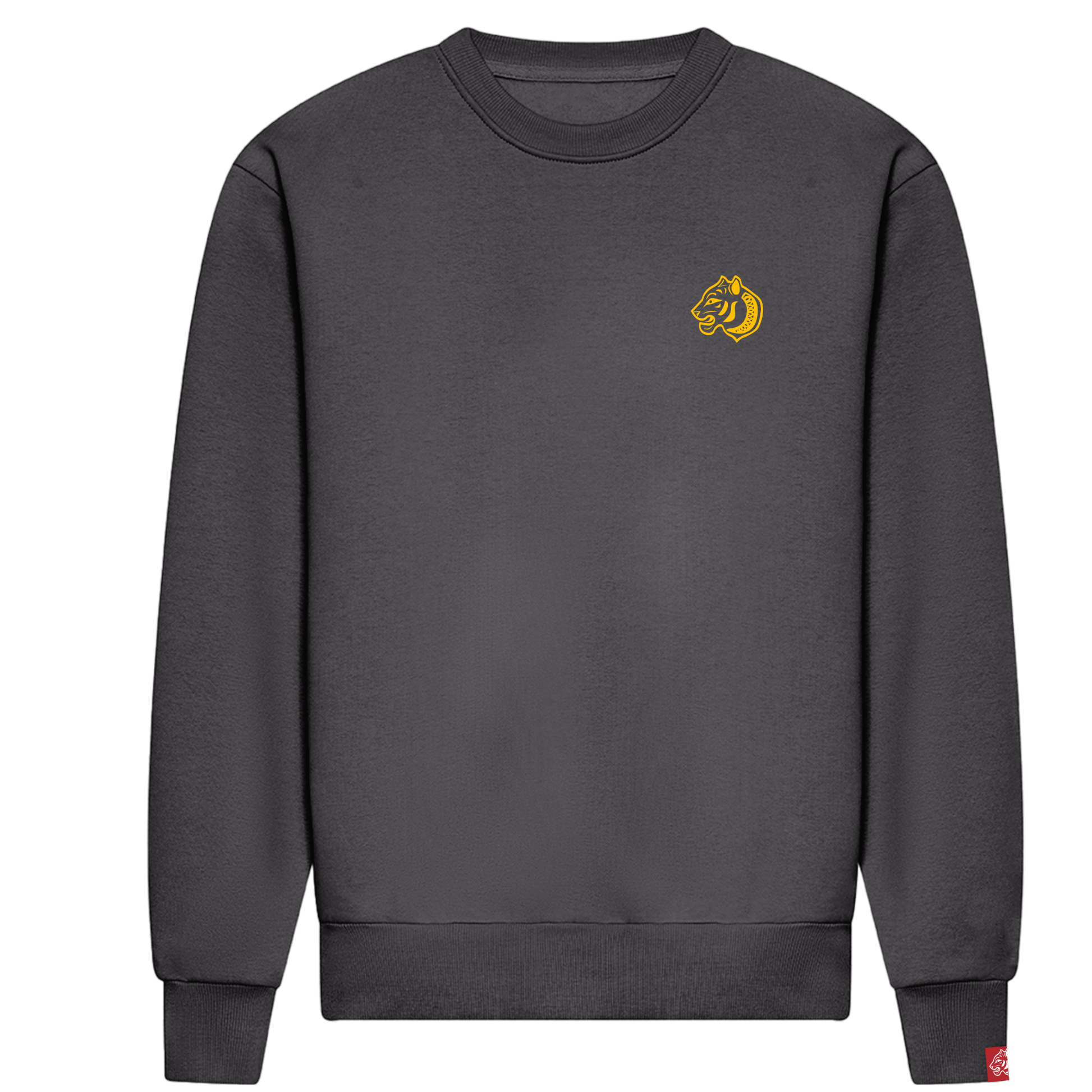 - Classic Logo Sweatshirt – Charcoal Grey – Embroidered Golden Tiger crest front on left chest  – Embroidered FormaFinalis wordmark back neck line
- Oversized Streetwear Crewneck – 440GSM – cotton mix 