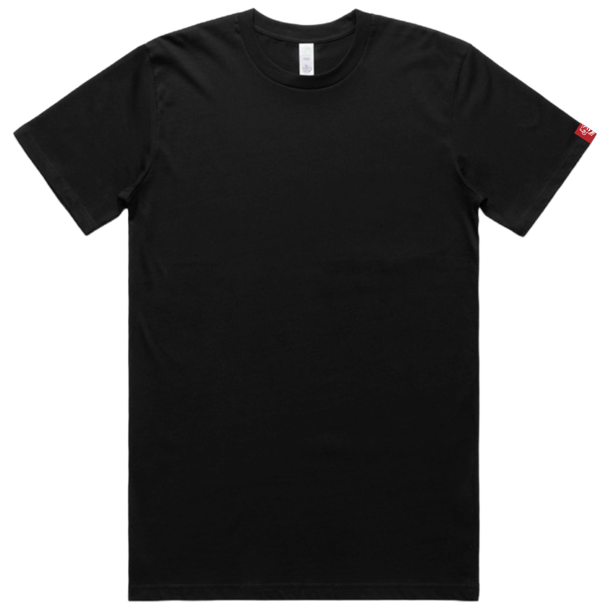 FormaFinalis Black Organic Tee – Relaxed Fit black heavy weight tee-  220GSM Cotton.  Minimalist design with discreet embroided FF Tiger Logo on sleeve. 