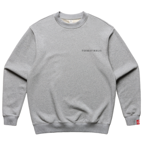 SS25 FormaFinalis heavyweight sweatshirt in Heather Grey  – relaxed drop-shoulder fit with tonal embroided wordmark- 500GSM Heavy weight terry cotton.  Perfect for winter warmth. 