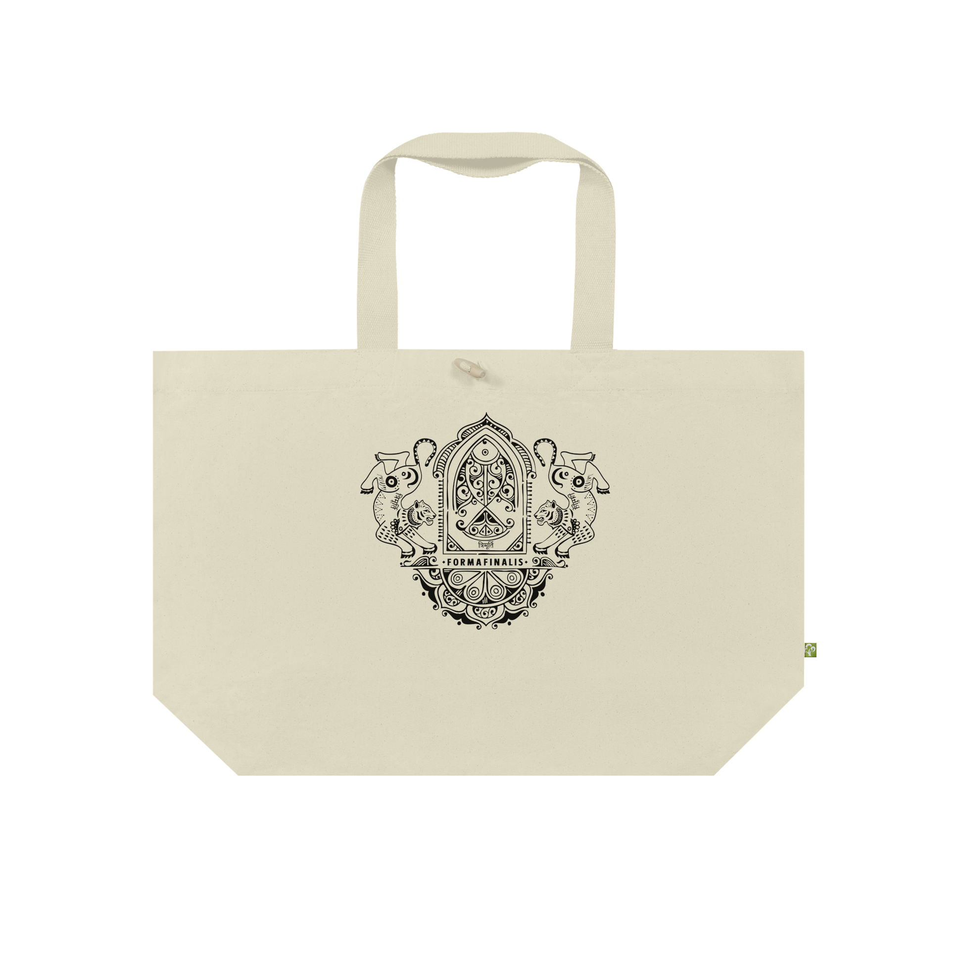- Double sided graphic print on large Canvas Organic Tote by FormsFinalis.  Ornate Twin Tiger design – Natural Canvas base – Fits Martial Arts Gi, Yoga Gear or Training Kit