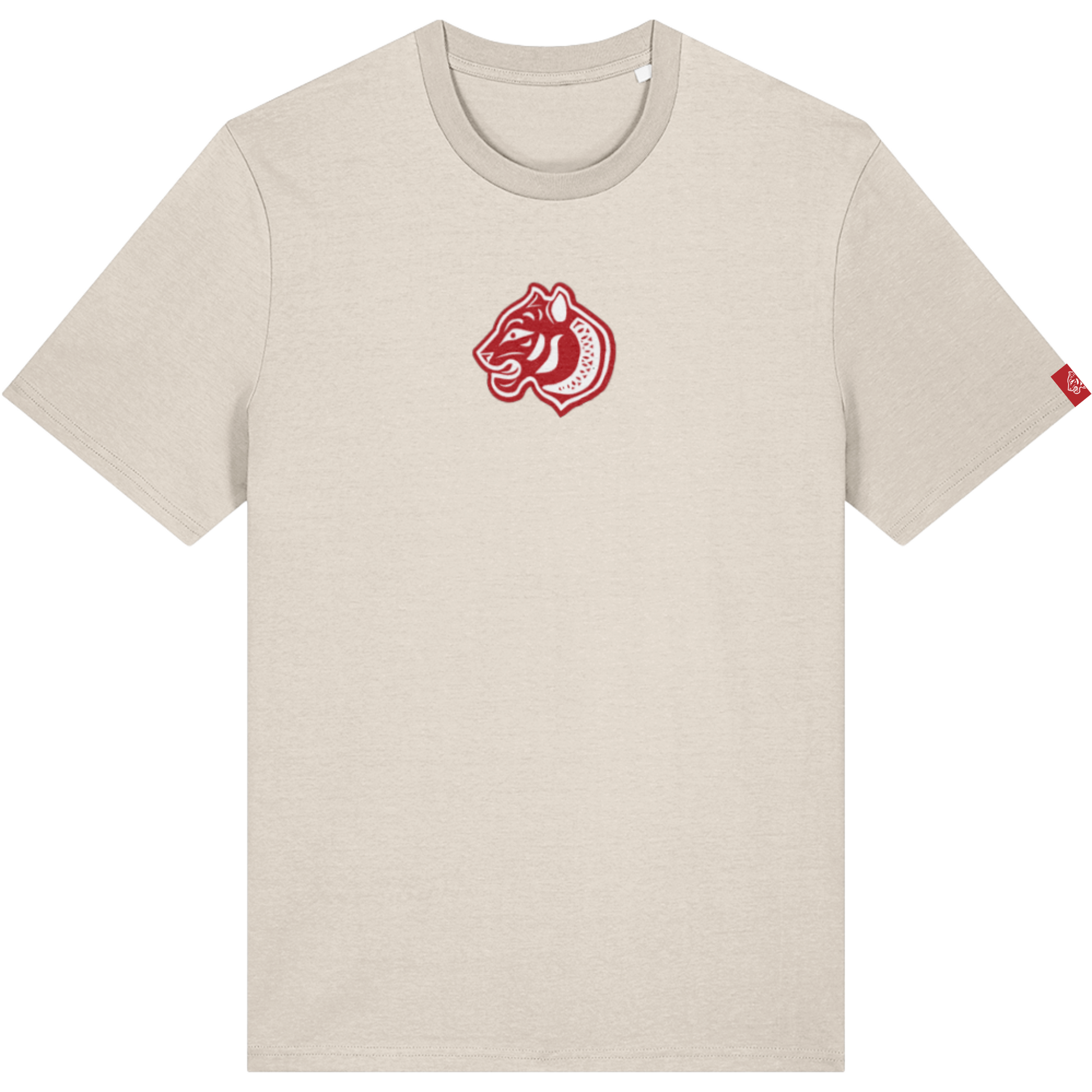 Vintage look Natural Cotton Tiger Crest Tee – 100% Organic Cotton – Mid weight 180GSM, fits true to size - perfect for everyday movement and layering