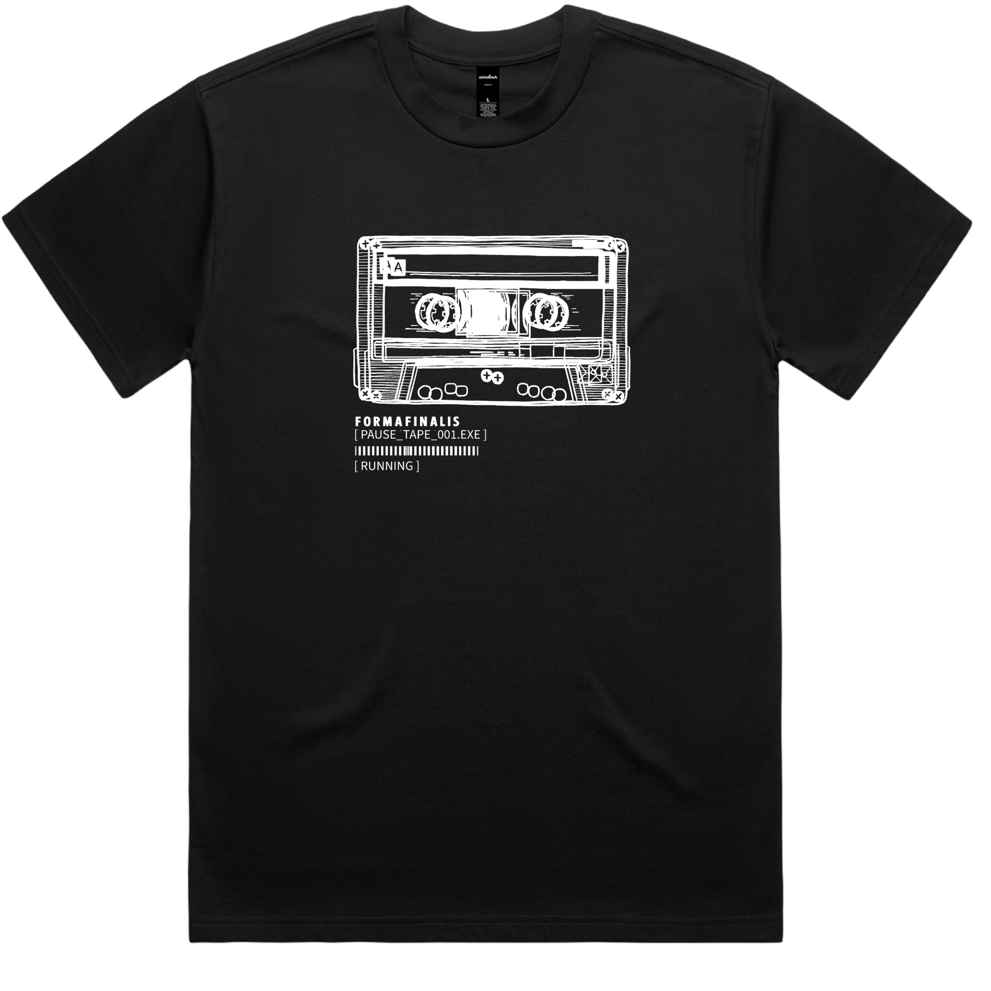 Faded Black Pause Tape Graphic Tee shirt.  Premium Heavy Weight Tee, 240gsm, with relaxed oversized fit and retro 'Blurred' mixtape inspired graphic design.