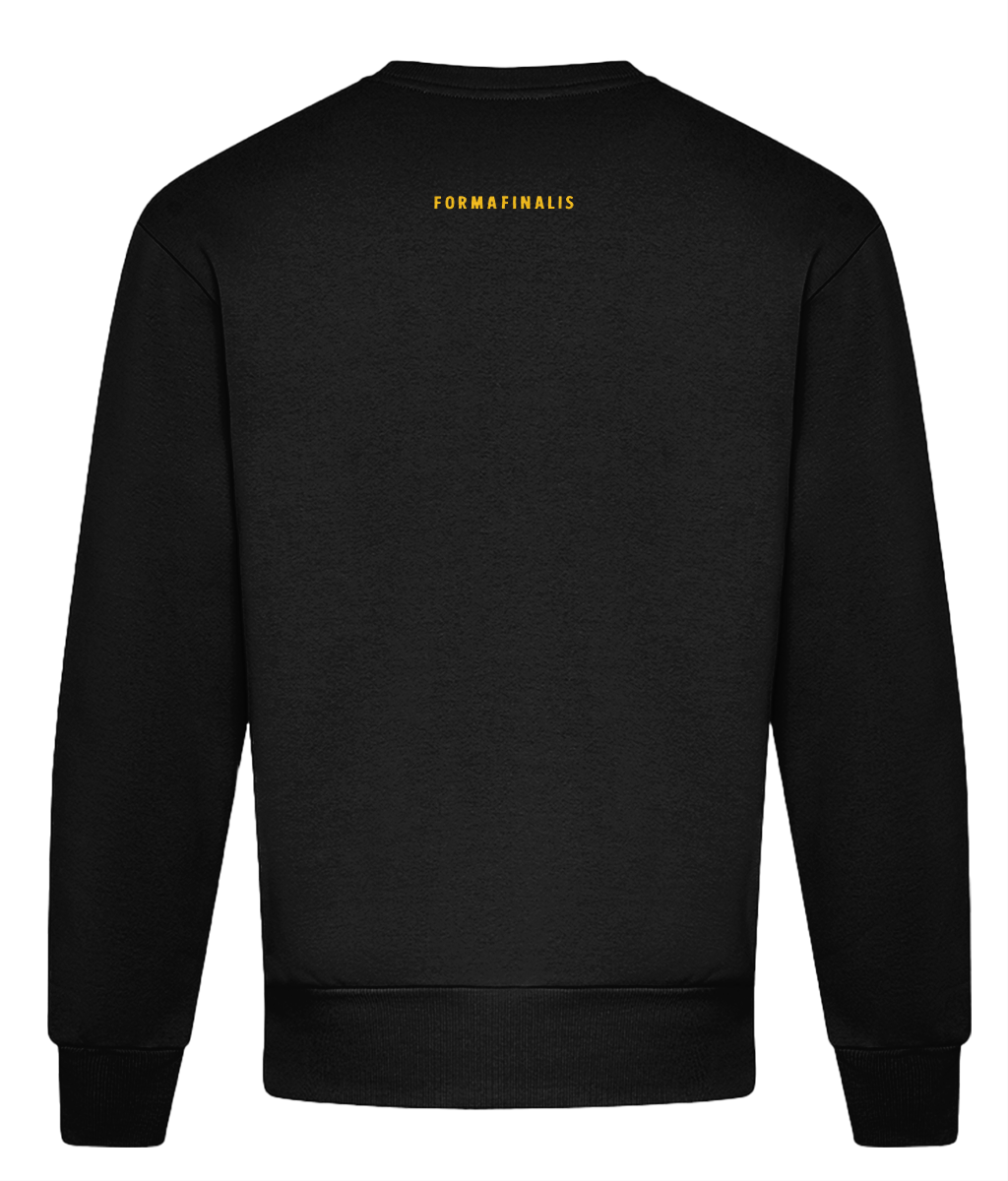 - Classic Logo Sweatshirt – Deep Black – Embroidered Golden Tiger crest front on left chest  – Embroidered FormaFinalis wordmark back neck line
- Oversized Streetwear Crewneck – 440GSM – cotton mix 